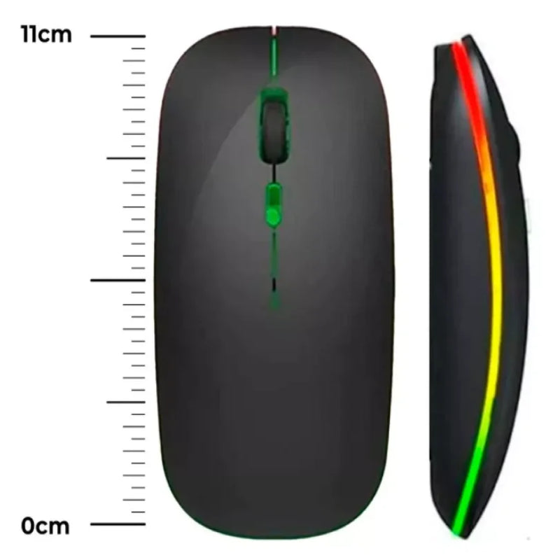 Mouse Sem Fio Recarregável Silencioso Led Rgb