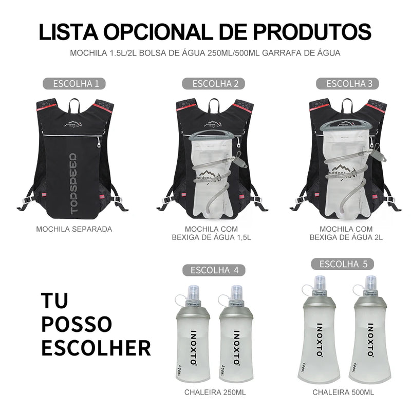 Mochila De Hidratação TopSpeed Para Bike E Corrida + Refil 2 Litros